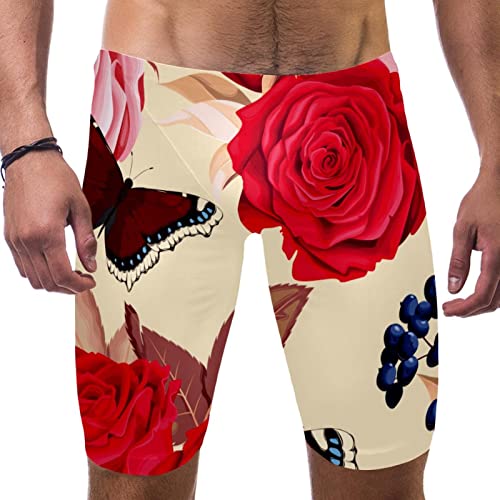 Swim jammers para hombre Butterfly Rose en talla 3XL bañador largo multicolor de natación