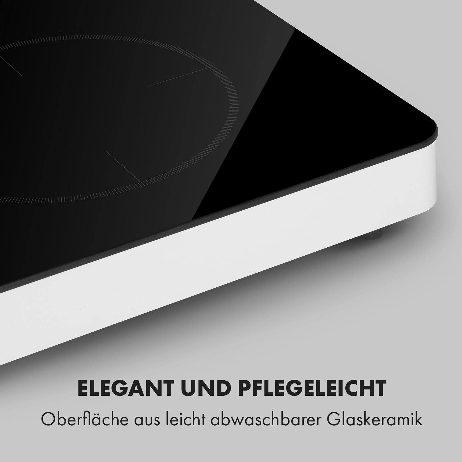 Klarstein FutureChef Doppel Induktionskochplatte, Leistung: 3000 Watt, 2 Zonen, Drehregler, LED-Anzeige, 10 Leistungsstufen, Timer, transportabel, Induktionskochfeld, Glaskeramik, schwarz