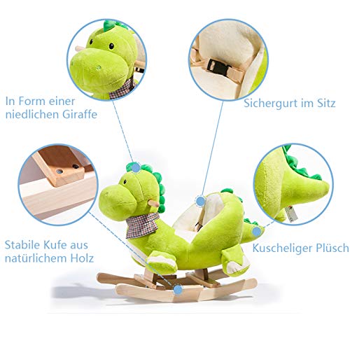 Yiifunglong Plüsch Schaukel Tier Schaukelstuhl, Cartoon Dinosaurier, Giraffe Schaukelstuhl für Kinder, Schaukelpferd… – Bild 6