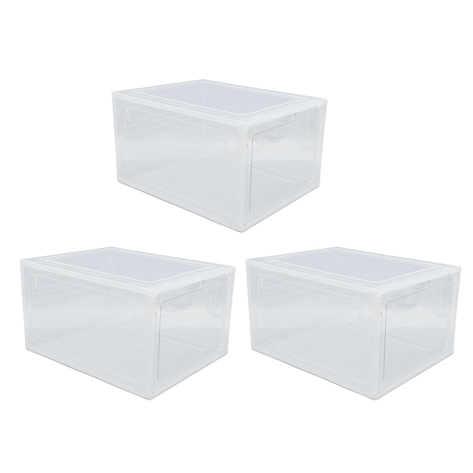 Sorandy Caja de Almacenamiento de Zapatos, Organizador de Zapatos Apilable Transparente con Apertura Lateral Gruesa y Puerta Frontal Magnética para, Ropa, Sombreros, Juguetes, 34,5x27,2x19cm