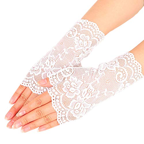 Les femmes sexy en dentelle Mitaines Gants Finger moitié crème solaire motif fleur gothique Gants de conduite anti-UV Party Cover