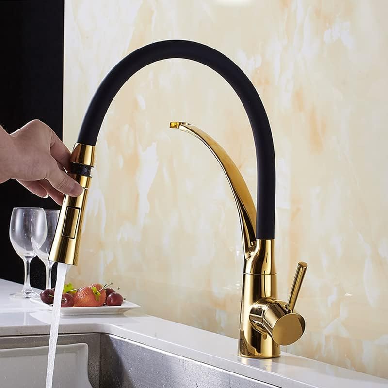 Robinet d'évier de cuisine commerciale robuste finition dorée raffinée