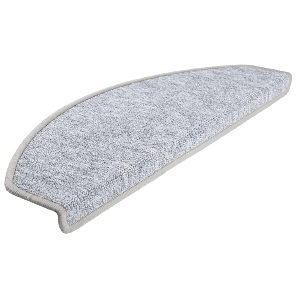Stufenmatten 10 Stück 65x24x4 cm Hellgrau Halbrund Groß Treppenstufen Matten, Teppich Innen für Treppen, rutschfest Stufenmatten Treppenteppich