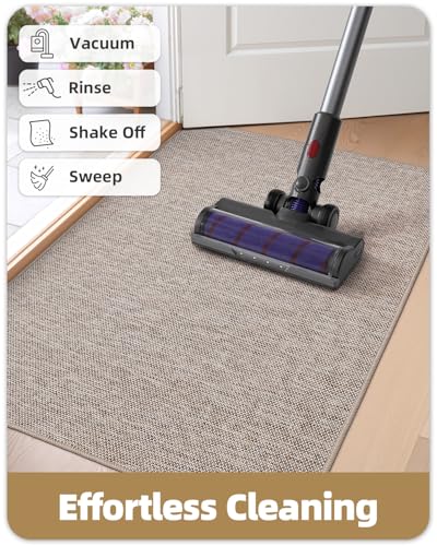 Color&Geometry Ultra-Thin Indoor Door Mat Entrance,17"x30"Light Brown Linen - image 8