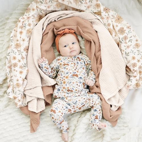 Image of Konssy 3 Pack Muslin Swaddle Blankets for Unisex, Newborn Receiving Blanket, Large 47 x 47 inches, Soft Breathable Muslin Baby Swaddles for Boys & Girls