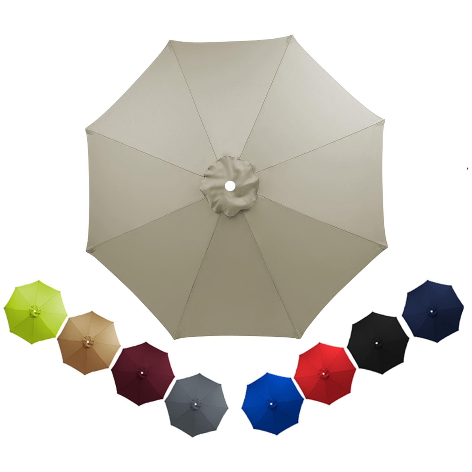 Patio Replacement Parasol Canopy Waterproof for 2m 2.3m 2.5m 2.7m 3.0m 3.5m Umbrella Cover Umbrella Replacement Top Outdoor Patio Replacement Parasol Fabric for Pool Beach(Top color,2.7m/8ribs)