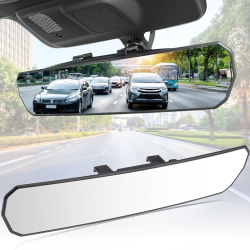 JOYTUTUS 15 Panoramic Rear View Mirror Clip-On Large Rearview Extender for Safer Driving & Parking Universal Wide Angle Rear View Mirror for Car/SUV/Truck