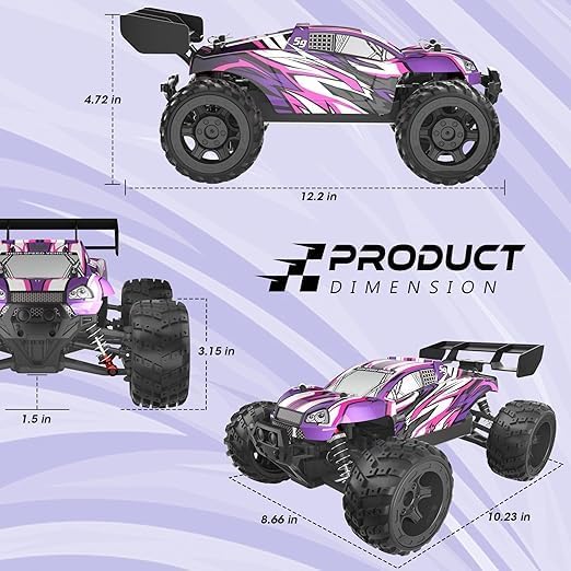 Image of High Speed RC Truck,1:16 Large Remote Control Truck 4X4 RTR Fast RC Cars for Adults,All Terrains RC Monster Truck Off Road Hobby Electric Vehicle Toys Gifts for Kids,2 Li-po Batteries