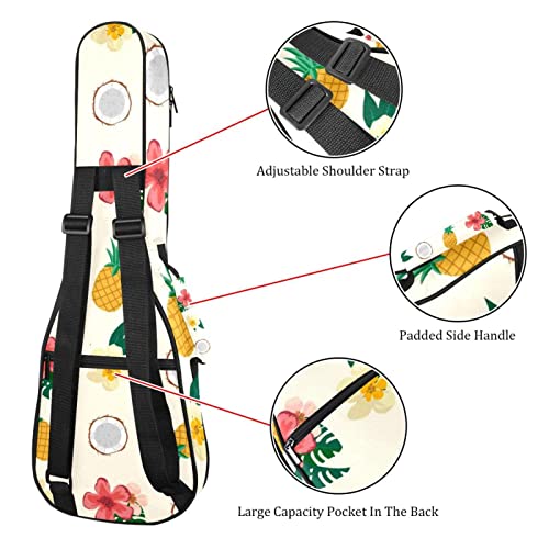 Housse pour ukulélé jaune ananas rouge crème fleur 10 mm rembourrage épais 53,3 cm sac de transport avec sangles… - Les Beatles, Paul McCartney, John Lennon, RIngo Starr, George Harrison Housse pour ukulélé jaune ananas rouge crème fleur 10 mm rembourrage épais 53,3 cm sac de transport avec sangles… – Image 4