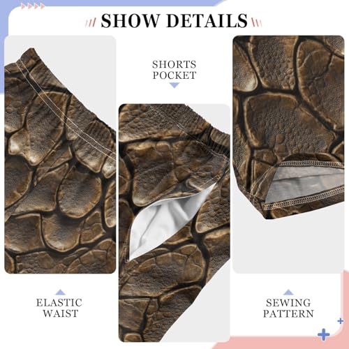 Boys' Pants Brown Snakeskin Texture Long Bottoms Jogger Pants Elastic Waist Trousers with Pockets S-XL4