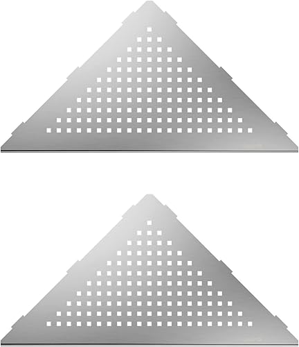 Miniatura 5 de Neodrain Juego de 2 estantes de pared de esquina cepillada de 12 pulgadas, estantes de esquina flotantes para pared, estantes de almacenamiento de