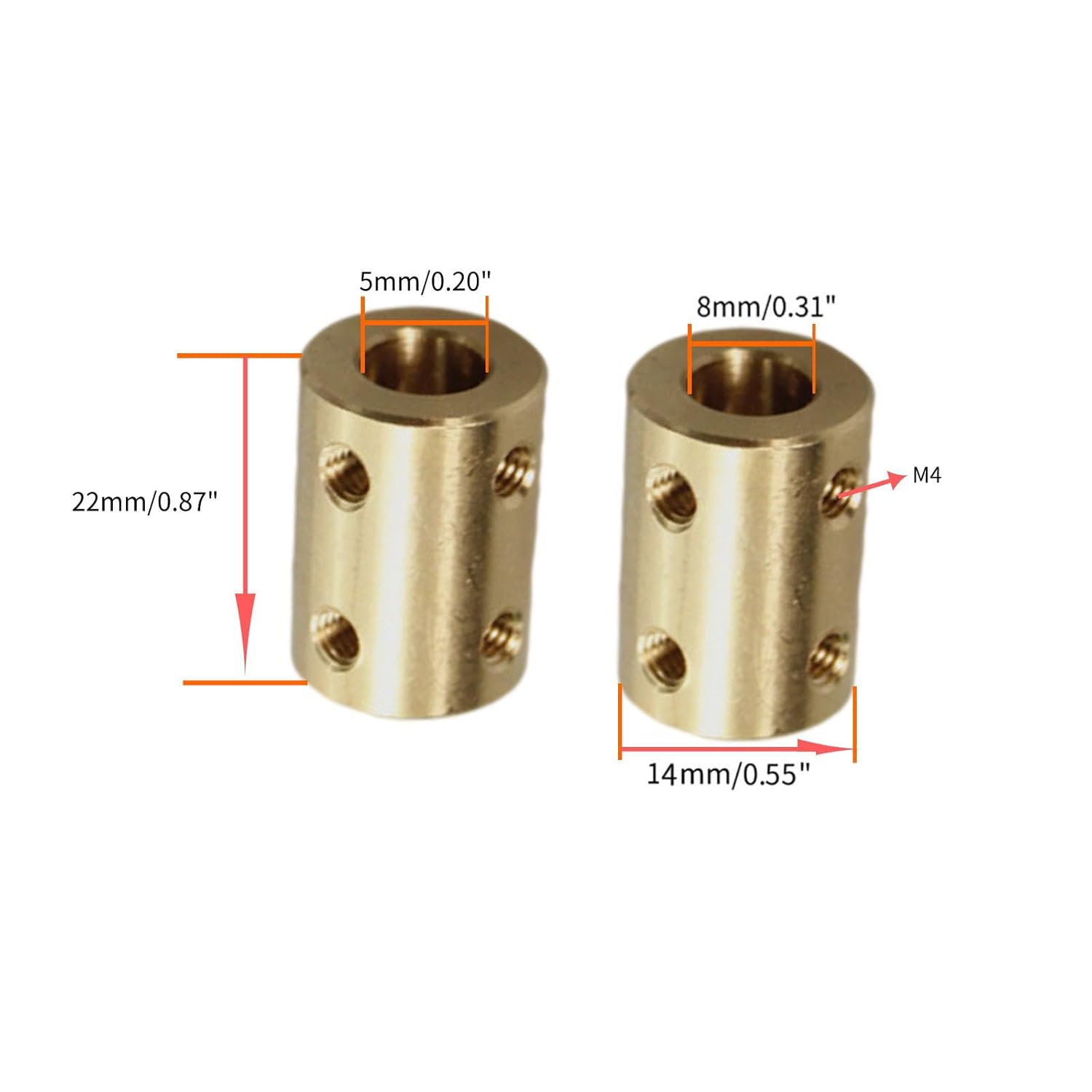 CHANCS Motor Shaft Rigid Sleeve Coupling 5mm to 8mm Bore Rigid Coupling Set Screw Motor Accessories for DIY Parts 2PCS