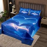 Dolphin Lover Bedspread Set Queen Size for Kids,Boys Girls Romantic Love Quilt Set Dolphin Couple Bedspread Coverlet Blue Ocean Bedspread 3 Piece Decorative Bedding Quilted with 2 Pillow Shams
