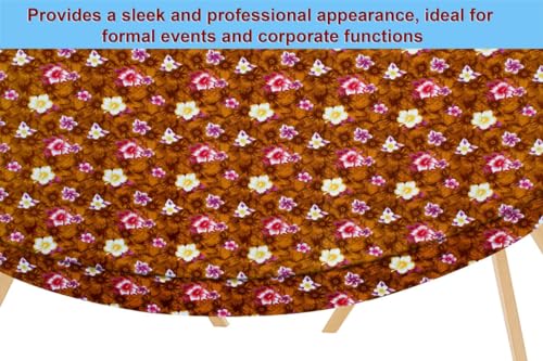 Image of The Furnishing Tree Elastic Oval Dining Table Cover WxL 42x72 in Inches Polyester Floral Pattern Orange