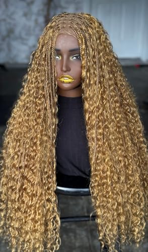 24 Inch Boho Frontal Braided Wig, Honey Blonde Color 27,