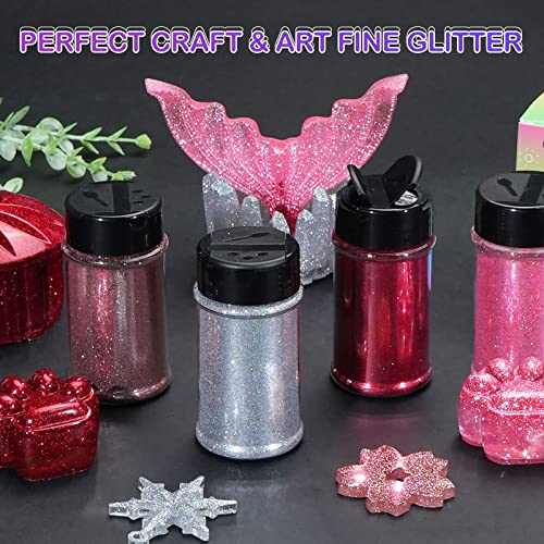 Htvront Pink Fine Glitter For Crafts - 50G/1.76Oz Ultra Glitter For Resin, 1/128''Portable Extra Fine Glitter Powder For Nails, Tumblers, Ornaments, Makeup, Body Resin Glitter Bulk, Pink Glitter #TOP6
