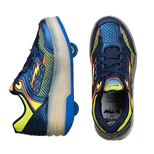 Tênis Infantil Masculino de Led Com 2 Rodinhas - MP1721 - AS145 Cor:Azul Marinho Sport;Tamanho:33