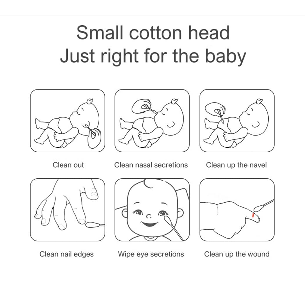 Lot de 400 cotons-tiges de sécurité pour bébé avec grandes pointes pour nouveau-né, bébés, enfants, enfants, 100 % coton biologique, bâtons en papier blanc, 2 paquets de 400 bourgeons au total (blanc)