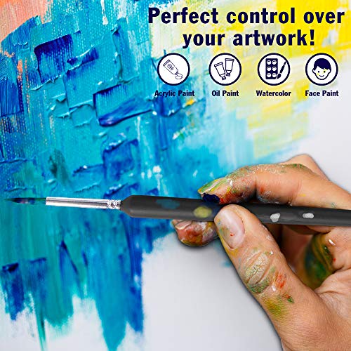 OOKU Detail Paint Brush Set 9pc- Professional Tiny Minature Fine Detail Brushes for Art Painting, Face Painting, Detailing, Model Craft Art Painting - Black Wooden Handle & Wool Storage Wrap Organizer