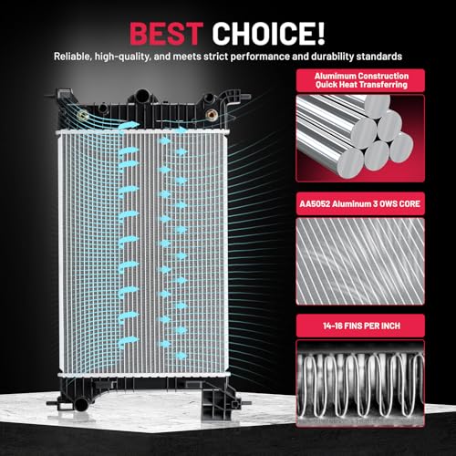 Image of BDFHYK 13247 Aluminum Radiator for Chevrolet Sonic 2012-2018, CU13247, 16mm Core, Direct Fit Replacement, OE 95298551 GM3010546