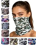 Kingree 9PCS Headbands, Outdoor Multifunctional Headwear, Sports Magic Scarf, High Elastic Headband with UV Resistance, Athletic Headwrap, Mens Sweatband, Womens Hairband (Army&Camouflage)