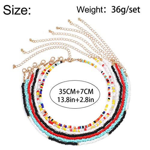 ACEDRE Boho Layered Beaded Necklaces Colorful Beads Choker Necklace Handmade Cute Chokers Set Beach Adjustable Neck Jewelry for Women(7PCS)4