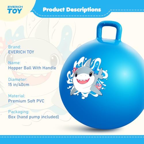 EVERICH TOY Hopper Ball for Kids | 18In Sit On Bouncy Balls with Handle - 1