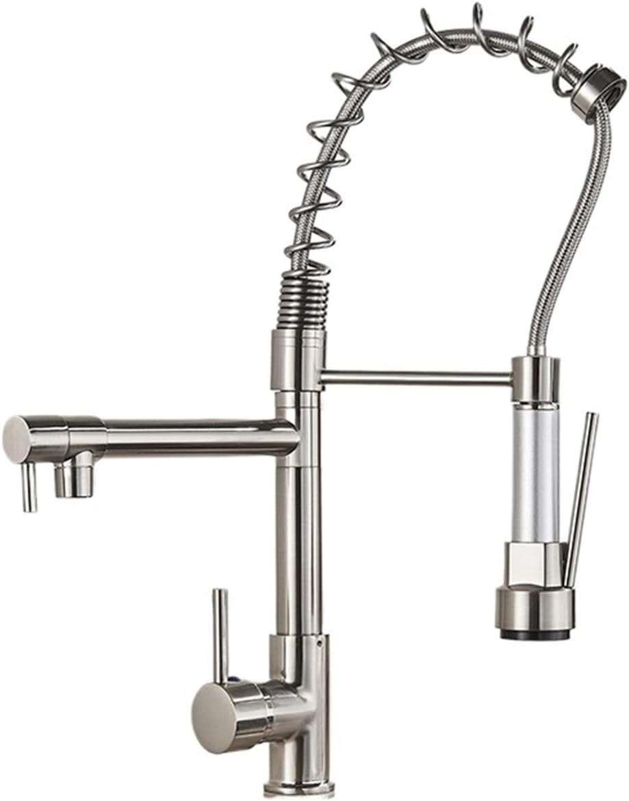 taps for Pair Spring Pull Down Kitchen Sink Countertop Mount 360° Swivel Spout Hot and Cold Mixing Crane Faucet Faucet(Chrome) Black Bathroom tap