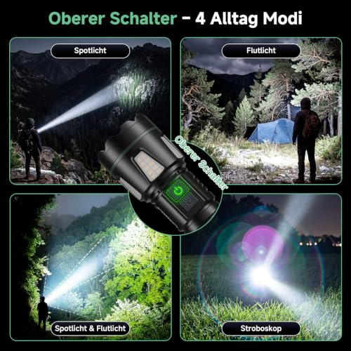 Shadowhawk 1000000 LM Taschenlampe Led Aufladbar mit Rotlicht & COB - 1600M – Ansicht 3