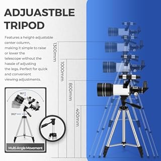 ESAKO Telescope for Kids & Adults, 70mm Portable Beginner Telescopes with 3 Eyepieces, Height Adjustable Tripod & Phone Adapter