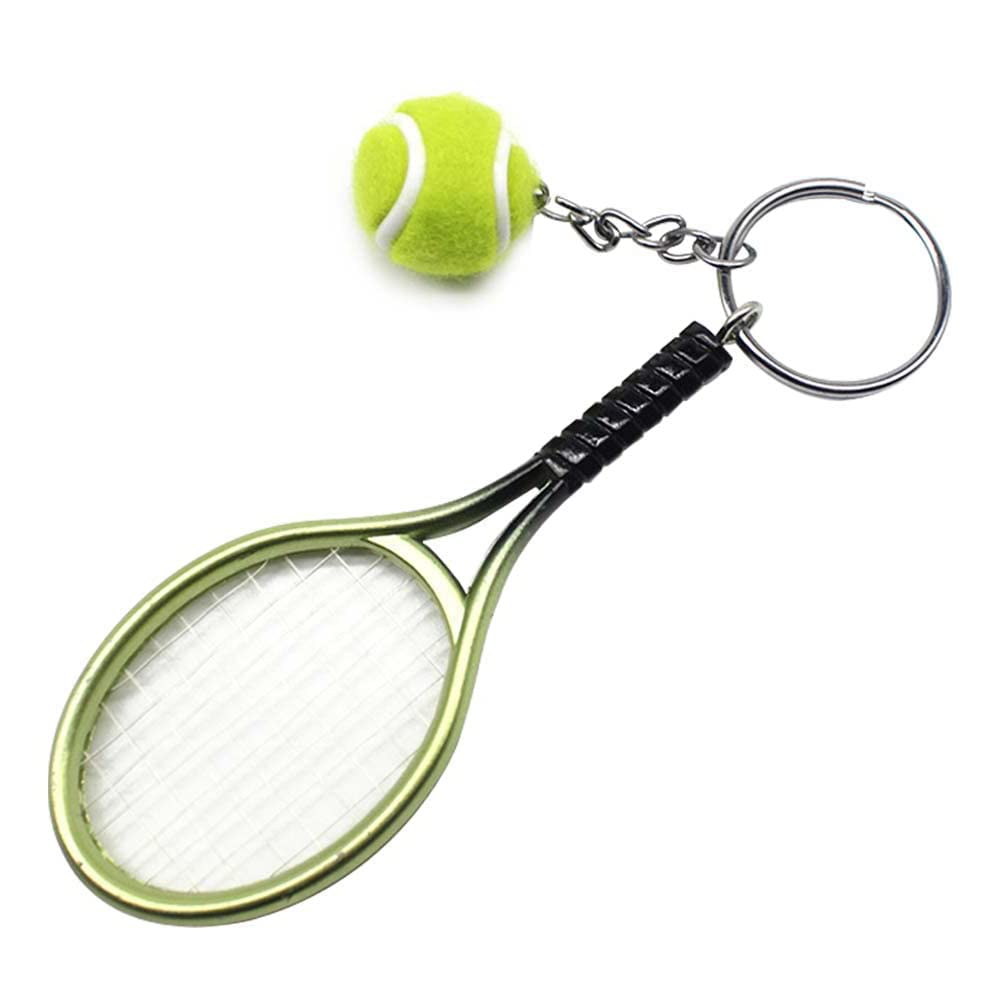 RIXERKOC Tennisschläger Schlüsselanhänger Mini Neuheit Schlüsselanhänger Metall Schlüsselanhänger Tennisball Anhänger Geschenke für Sport Schlüsselanhänger
