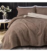 Qucover Beige sprei, zachte en comfortabele katoenen gewatteerde spreien, kingsize met elegant geborduurd palmbladpatroon, 3-delige spreien, dekbedsets met kussenslopen voor alle seizoenen Qucover Beige sprei, zachte en comfortabele katoenen gewatteerde spreien, kingsize met elegant geborduurd palmbladpatroon, 3-delige spreien, dekbedsets met kussenslopen voor alle seizoenen
