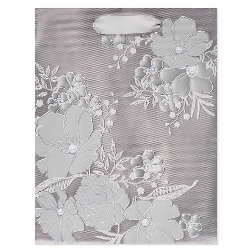 Image of Papyrus 13 inch Large Gift Bag (Floral Lace) for Weddings, Bridal Showers, Engagement, Anniversaries and All Occasions (1 Bag)