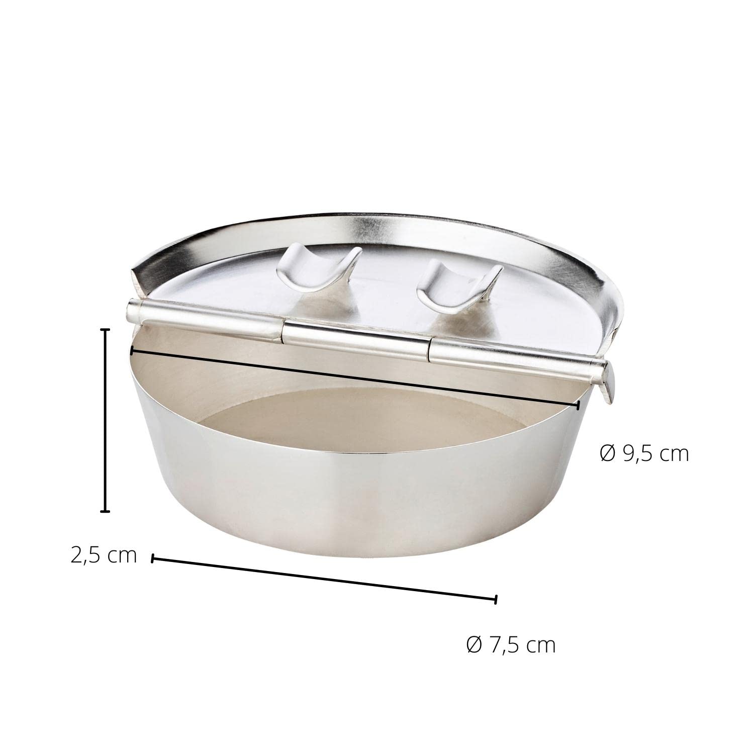 EDZARD Cenicero plegable Ashburn, plateado, ø 10 cm