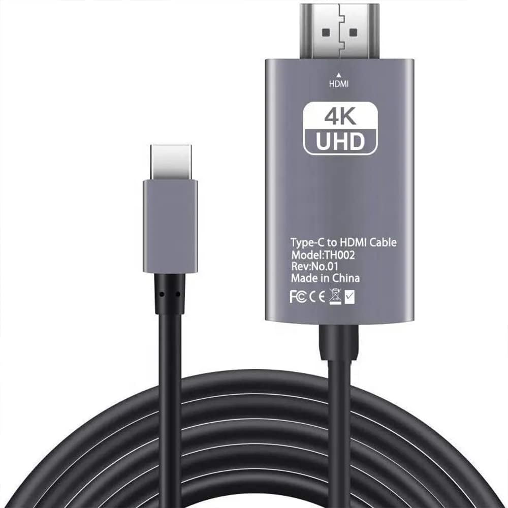 USB C to HDMI Cable Adapter,HDMI to USB Type C Cable 6.6 ft 4K Display & Charging for MacBook Pro/iPad Pro/Chrombook/Laptop/Phones to TV/Monitor/Projector.,Black