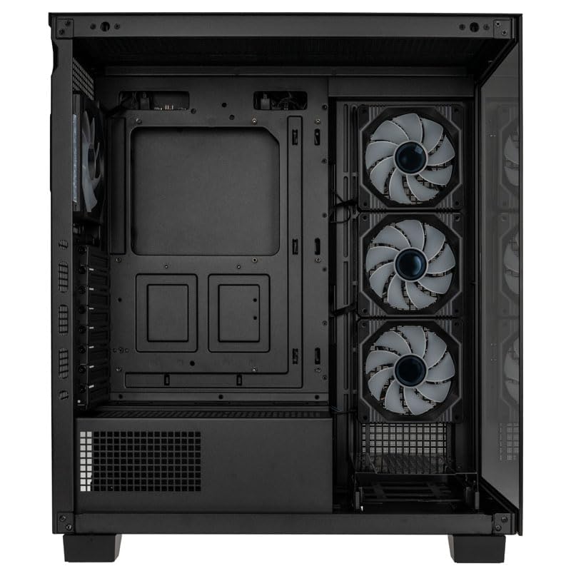 Kolink Unity Arena PC Case, Borderless Glass Side Panel, 420 mm GPU Freedom, Half PSU Case, Pre-Installed Kolink Umbra X Fans, SPCC Steel, Mid Tower, Black