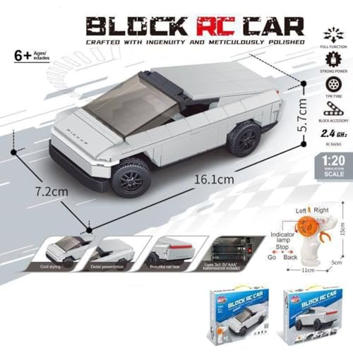Image of 242PCS RC Building Block Car for Kids 6+ Years, 2.4GHz Remote Control DIY Pickup Truck, 1:20 Scale Rechargeable Construction Toy, STEM Gift for Boys & Girls