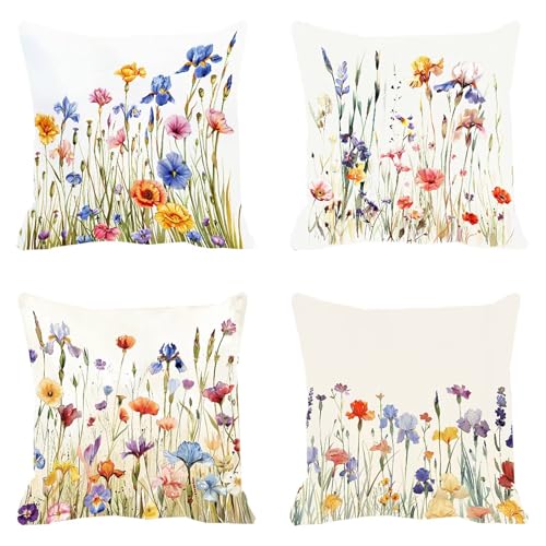 Housse coussin 50x50cm velours imperméable fleur de haute qualité avec zip invisible - 2