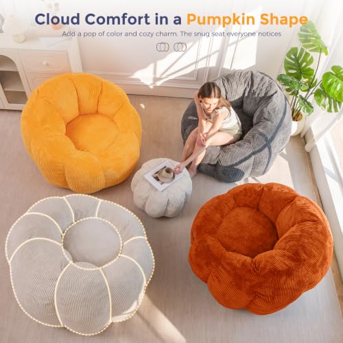 Image of MAXYOYO Bean Bag Chair with Ottoman, Giant Pumpkin Lounge Chair for Adults
