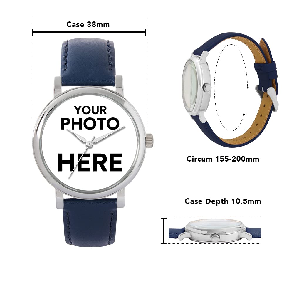 Regalos fotográficos Personalizados para Mujer, Pantalla analógica, Reloj con Movimiento de Cuarzo japonés con Caja Plateada, Reloj Grabado a Medida