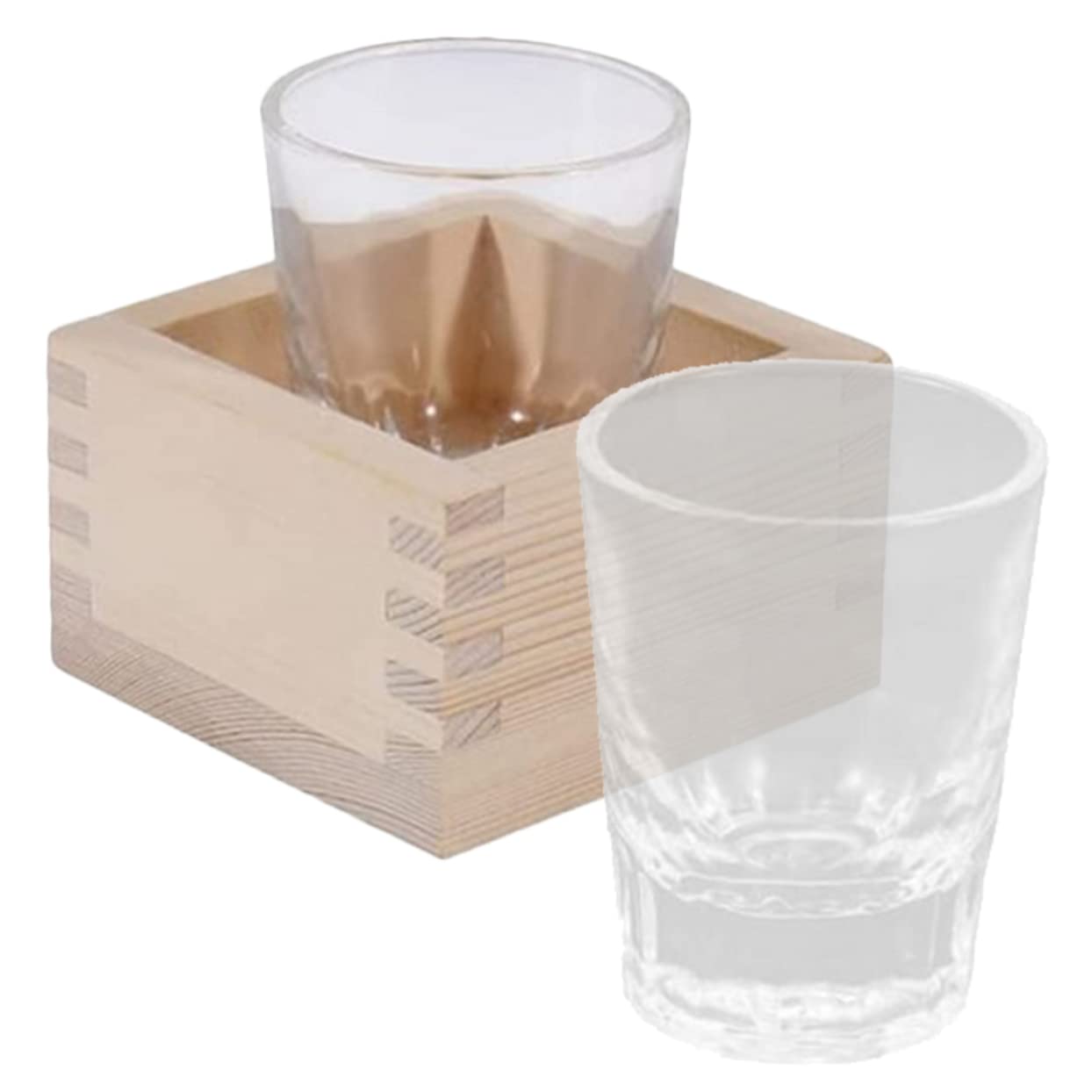 Cabilock Récipient à Saké En Bois Traditionnel Avec Tasse - Masu Japonais 8x8x6.5cm