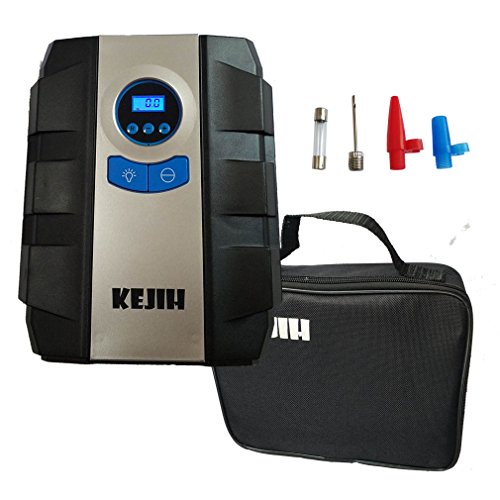 KEJIH 12V Portable Digital Tire Inflator with Carry Case,Auto Shut Off at Desired Pressure,for Car/Bike/Balls/Air Cushions