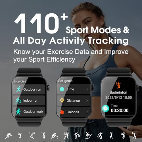 STECEi Smart Watch for Men Women Answer/Make Call, 1.85" HD Smartwatch with Heart Rate/Sleep/Steps Monitor, 110+ Sports Fitness Watch, IP68 Waterproof Activity Tracker Watch for Android iOS, Black - Image 6