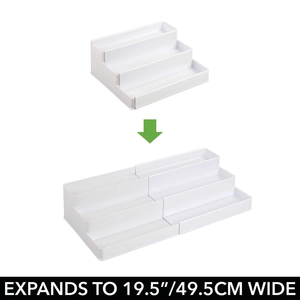 mDesign Adjustable, Expandable Plastic Vitamin Rack Storage Organizer Tray for Bathroom Vanity