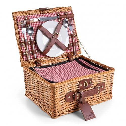Cestino da Picnic in Vimini per 2 Persone con Scompartimento...