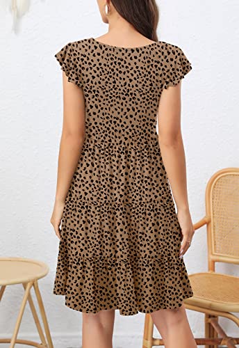 Image of Lamilus Summer Dresses for Women 2026 Ruffle Sleeve V Neck Non-See Through Tiered Babydoll Mini Dress Graduation Beach