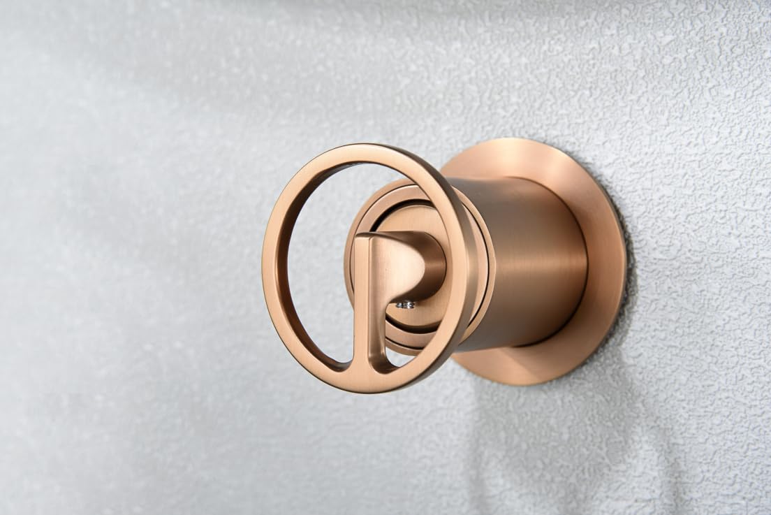 IMEX Grifo Empotrado Monomando Lavabo - SERIE OLIMPO Grifo de Latón Acabado en Oro Rosa Cepillado con Cuerpo Empotrado Directo a Pared, Diseño Moderno y Funcional.