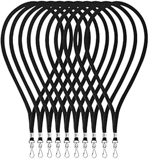 Fushing 20pcs 45cm Flat Neck Lanyards with Swivel Hook for Badge Reel ID Card Holders (Black)