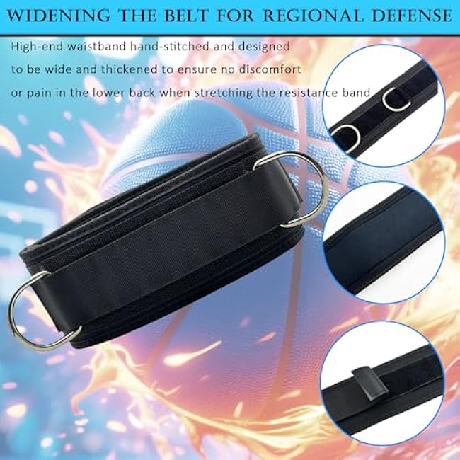 Zone Defense Resistance Bands Training Kit - Basketball Defense Bands for Agility, Team Training and Athletic Training, Unisex, 6.5 FT-15 FT Adjustable (Black, Nylon), 1 Set