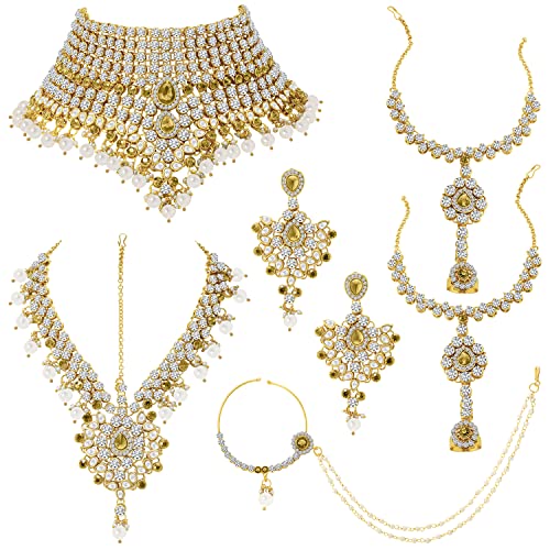 Peora American Diamond Studded Traditional Jodha Akbar Bridal Jew...